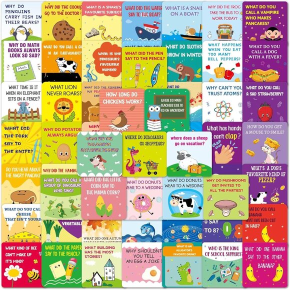 Lunch Box Jokes for Kids  60 Cute Inspirational Motivational Note Card Boys Girl - Picture 1 of 6